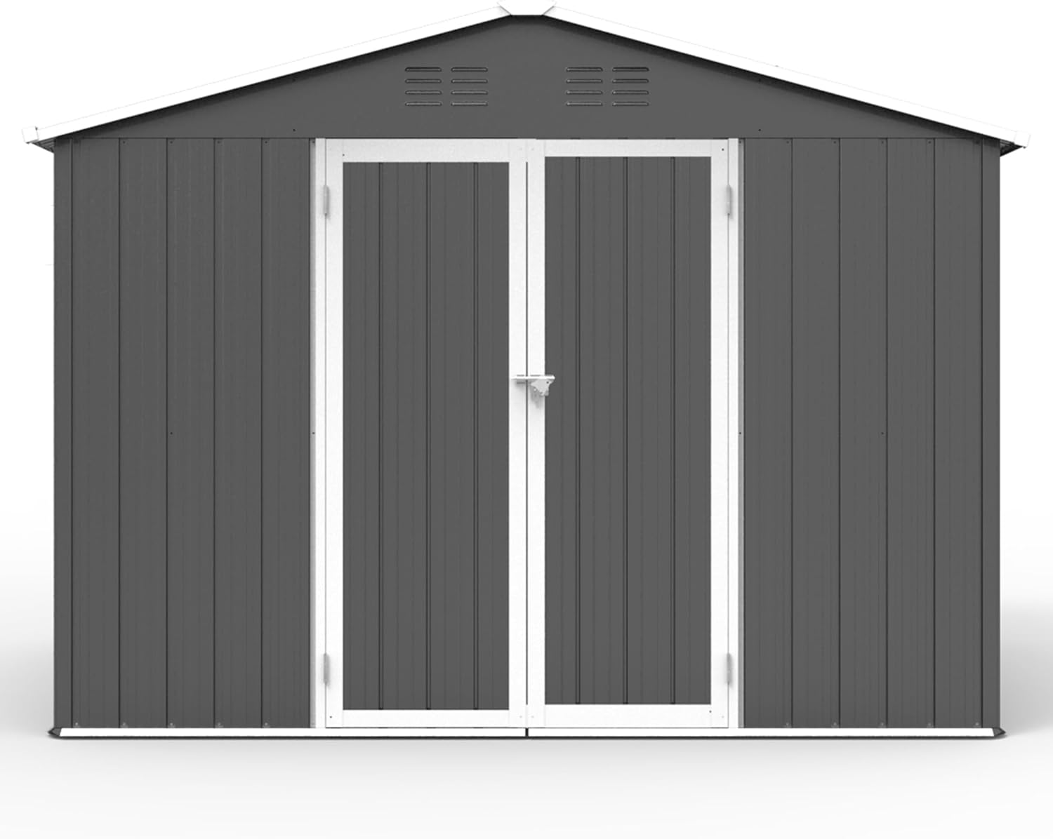 Cobertizo de almacenamiento para exteriores de 8 x 6 pies, cobertizo de metal para exteriores con puertas y rejillas de ventilación, cobertizo de