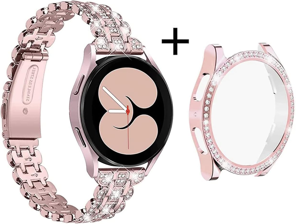 Bling Band+ Funda compatible con Galaxy Watch 65 de 1.575 pulgadas1.732 pulgadas, correa elegante de repuesto para mujer y funda para Samsung Watch