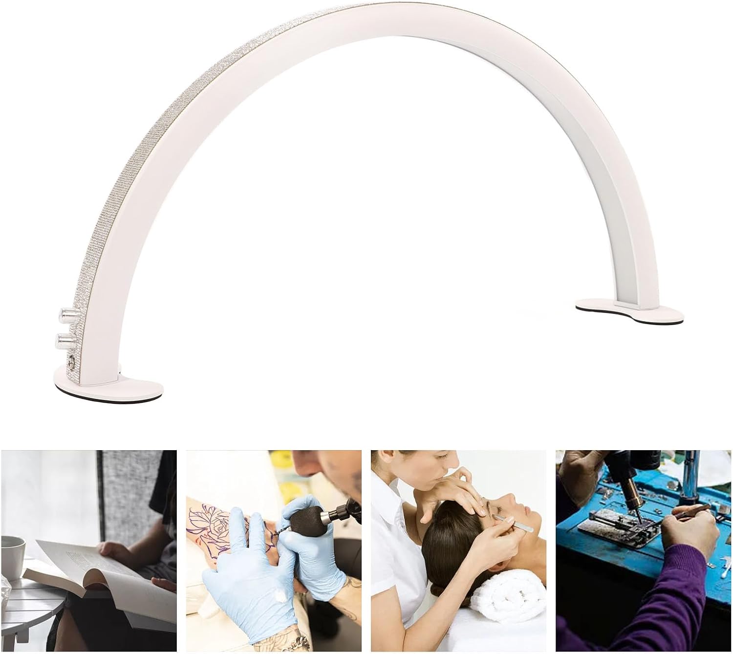 Luz LED de media luna de atenuación continua de 40 W de 28 pulgadas para escritorio de uñas, extensión de pestañas, cuidado de la piel con