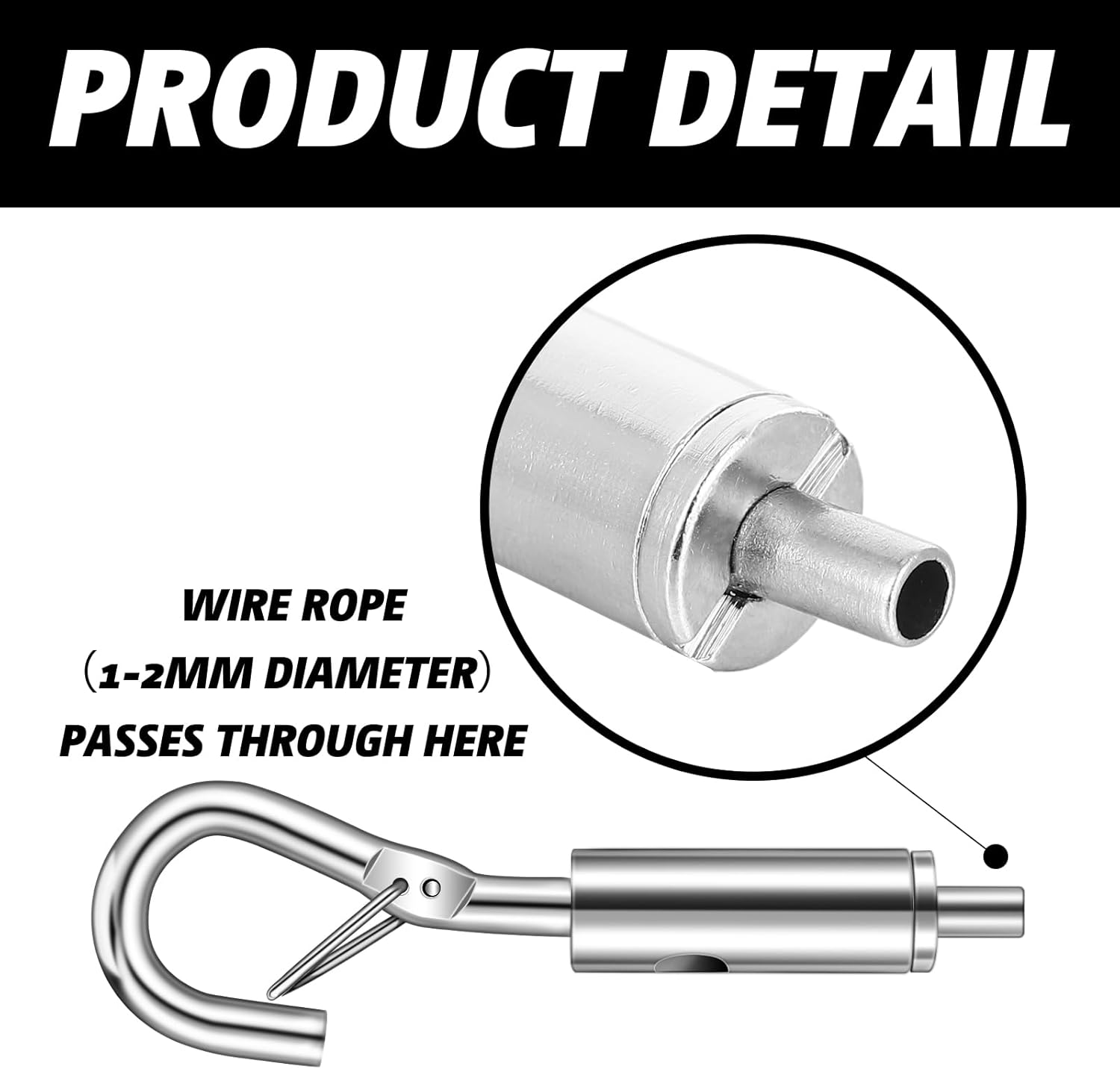 Zonon 20 piezas de tensión de gancho y ojo portátiles para 125-116 galvanizado304316 cuerda de cable de acero inoxidable colgante de luz accesorios