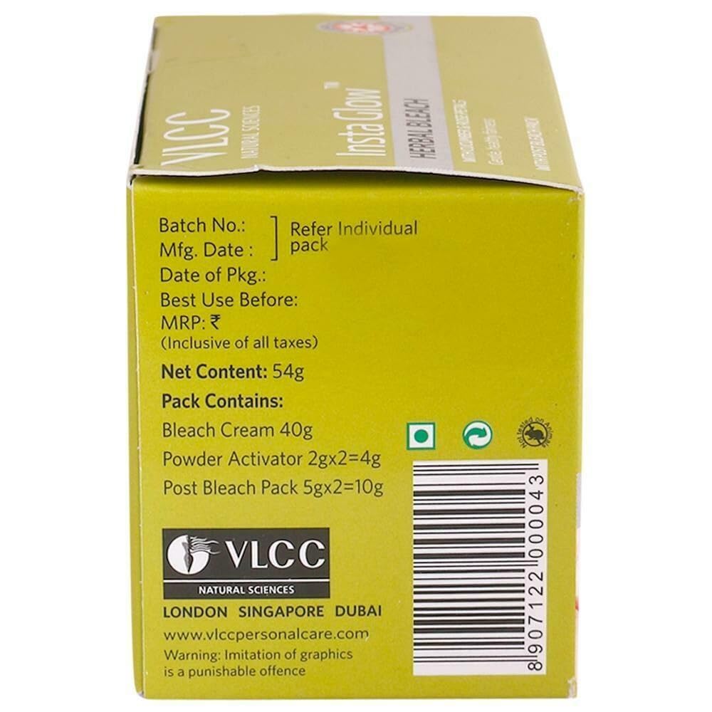 Vlcc Insta Glow – Blanqueador de hierbas con pepino y pétalo de rosa para la equidad, 1.90 oz