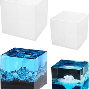 Paquete de 2 moldes cuadrados de resina en forma de cubo de moldes de fundición de silicona, 2 tamaños, moldes de resina epoxi, moldes de silicona Paquete de 2 moldes cuadrados de resina en forma de cubo de moldes de fundición de silicona, 2 tamaños, moldes de resina epoxi, moldes de silicona