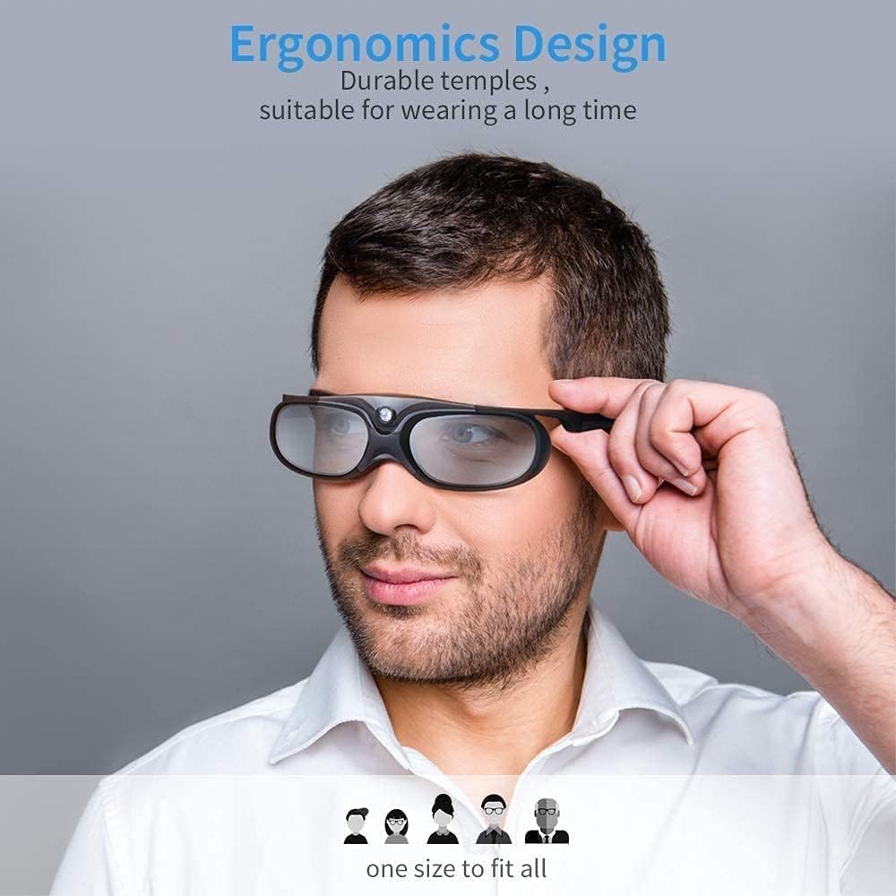 BOBLOV DLP Link – Lentes 3D recargables de 144 Hz, compatibles con Optoma, BenQ, Acer, ViewSonic, Vivitek, Panasonic, Dell, otros proyectores 3D