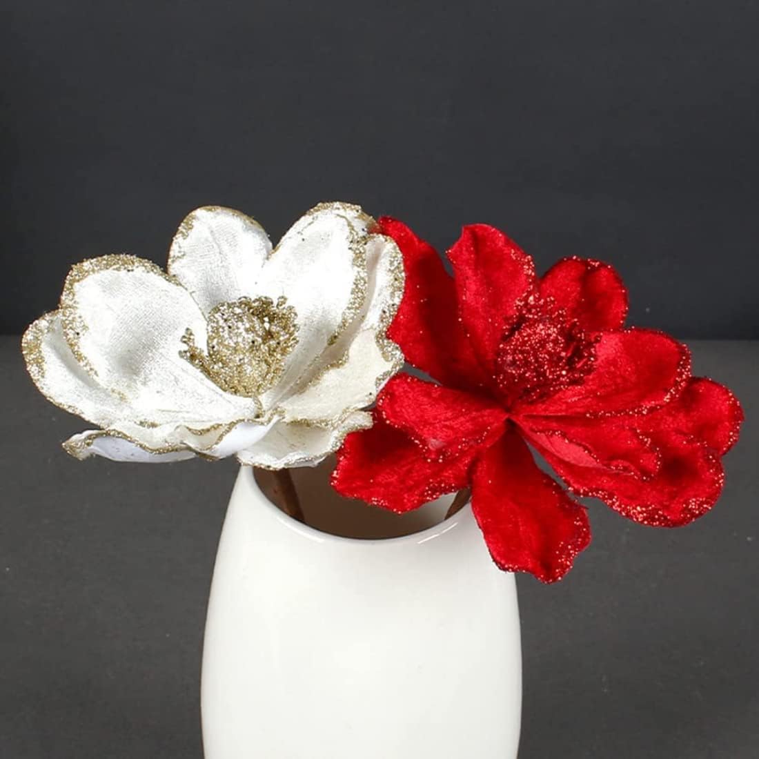 12 piezas de árbol de Navidad de 10.6 pulgadas, flores artificiales de Navidad, Año Nuevo, floral, bricolaje, boda, fiesta, decoración