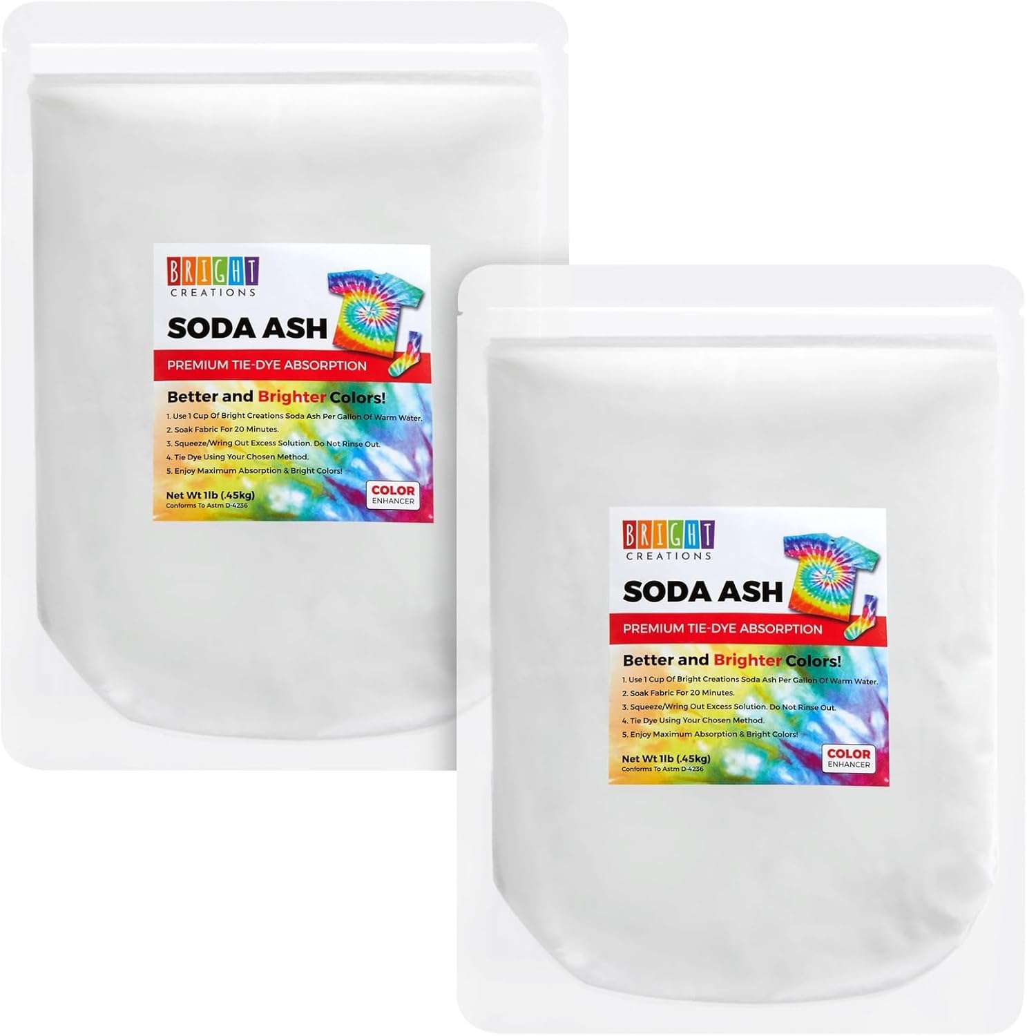 Paquete de 2 cenizas de soda para camisas de teñido anudado, proyectos de bricolaje, artes y manualidades (2 libras en total)