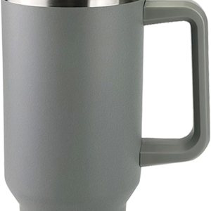 CusCosCes Vaso de 40 onzas con asa y pajita, taza de viaje de café para regalo, apto para portavasos y aislamiento a largo plazo, color gris CusCosCes Vaso de 40 onzas con asa y pajita, taza de viaje de café para regalo, apto para portavasos y aislamiento a largo plazo, color gris