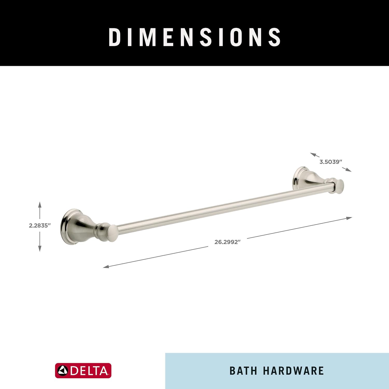 DELTA FAUCET Rubber Limited AUB24-SN Aubrey – Toallero de pared de 24 pulgadas, accesorios de baño en níquel cepillado