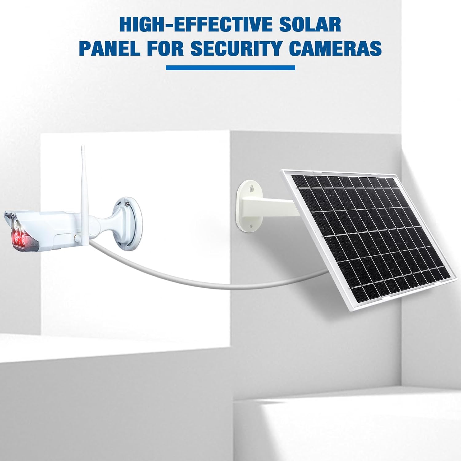 Fabbay Paquete de 4 paneles solares para carga de cámara de seguridad, panel solar para cámara inalámbrica, montaje ajustable de 360, panel solar