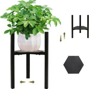 TUSPEU Soporte ajustable para plantas, soporte de metal para macetas con bandejas hexagonales, soporte para macetas de mediados de siglo, soporte TUSPEU Soporte ajustable para plantas, soporte de metal para macetas con bandejas hexagonales, soporte para macetas de mediados de siglo, soporte