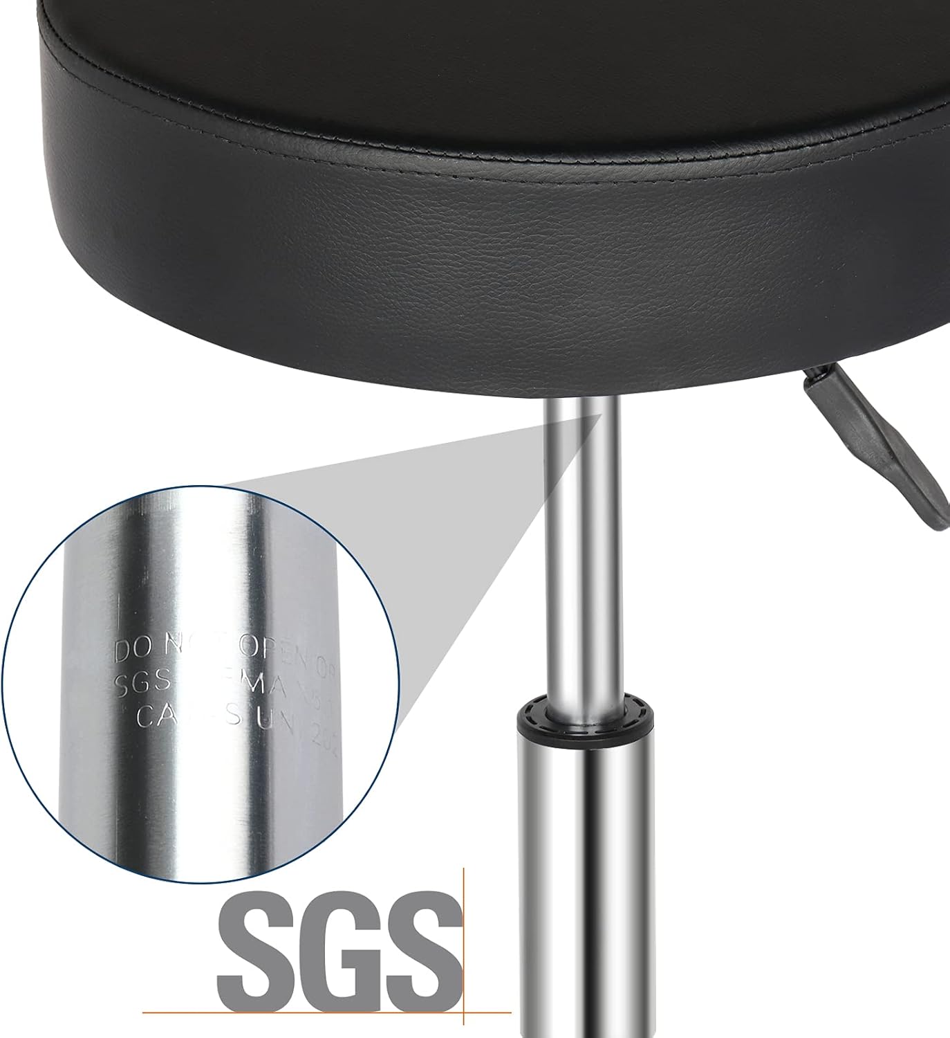 QXDRAGON Taburete de bar redondo de altura ajustable, taburetes de bar modernos, silla de bar giratoria de 360 de piel sintética sin brazos con