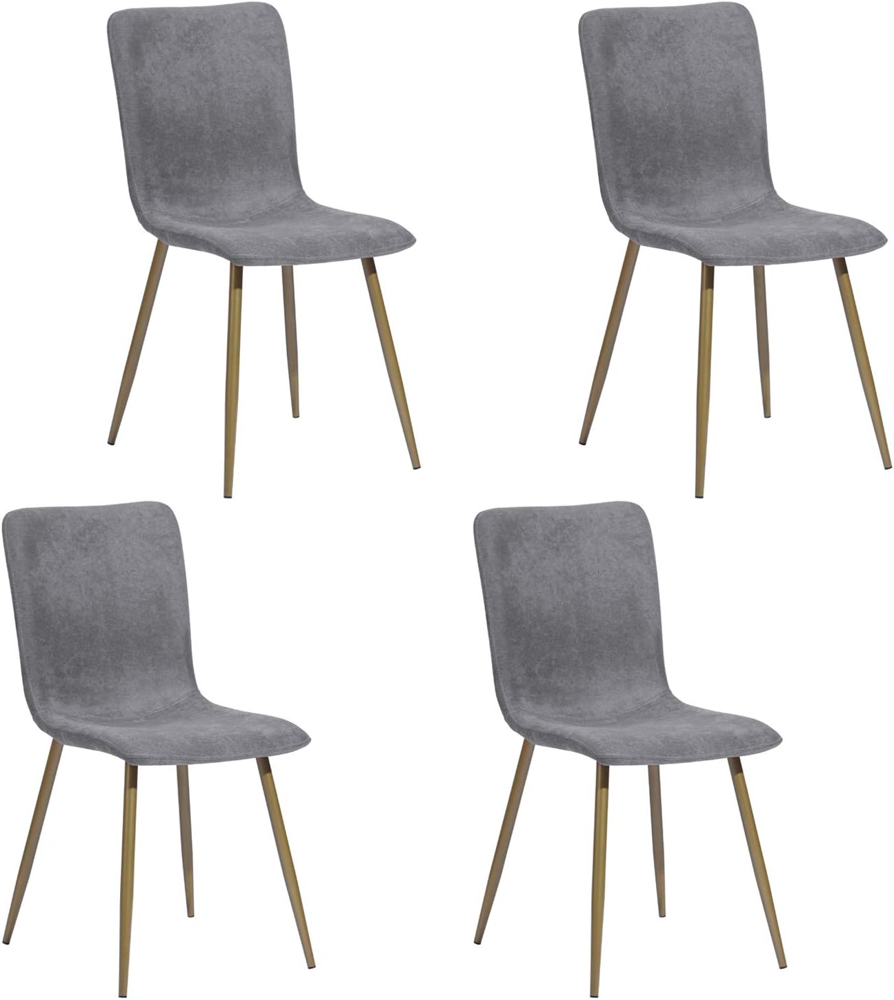 Juego de 4 sillas de comedor, juego de sillas premontadas tapizadas con patas doradas, tela moderna para comedor, cocina, 17.3 pulgadas de ancho x