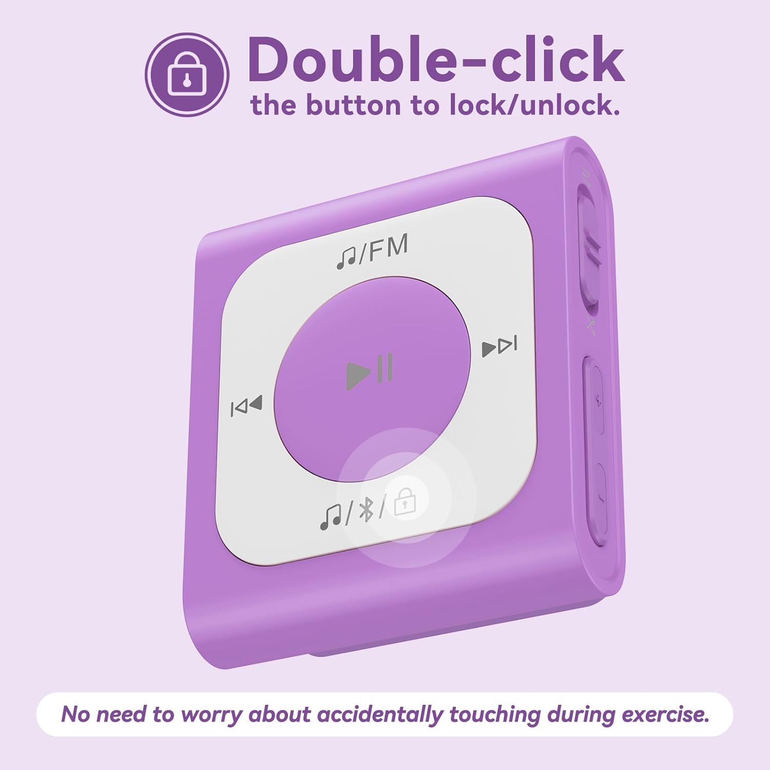 AGPTEK A51PL – Reproductor de MP3 con clip de 64 GB con Bluetooth, reproductor de música portátil con radio FM, no necesita teléfono, para deportes,
