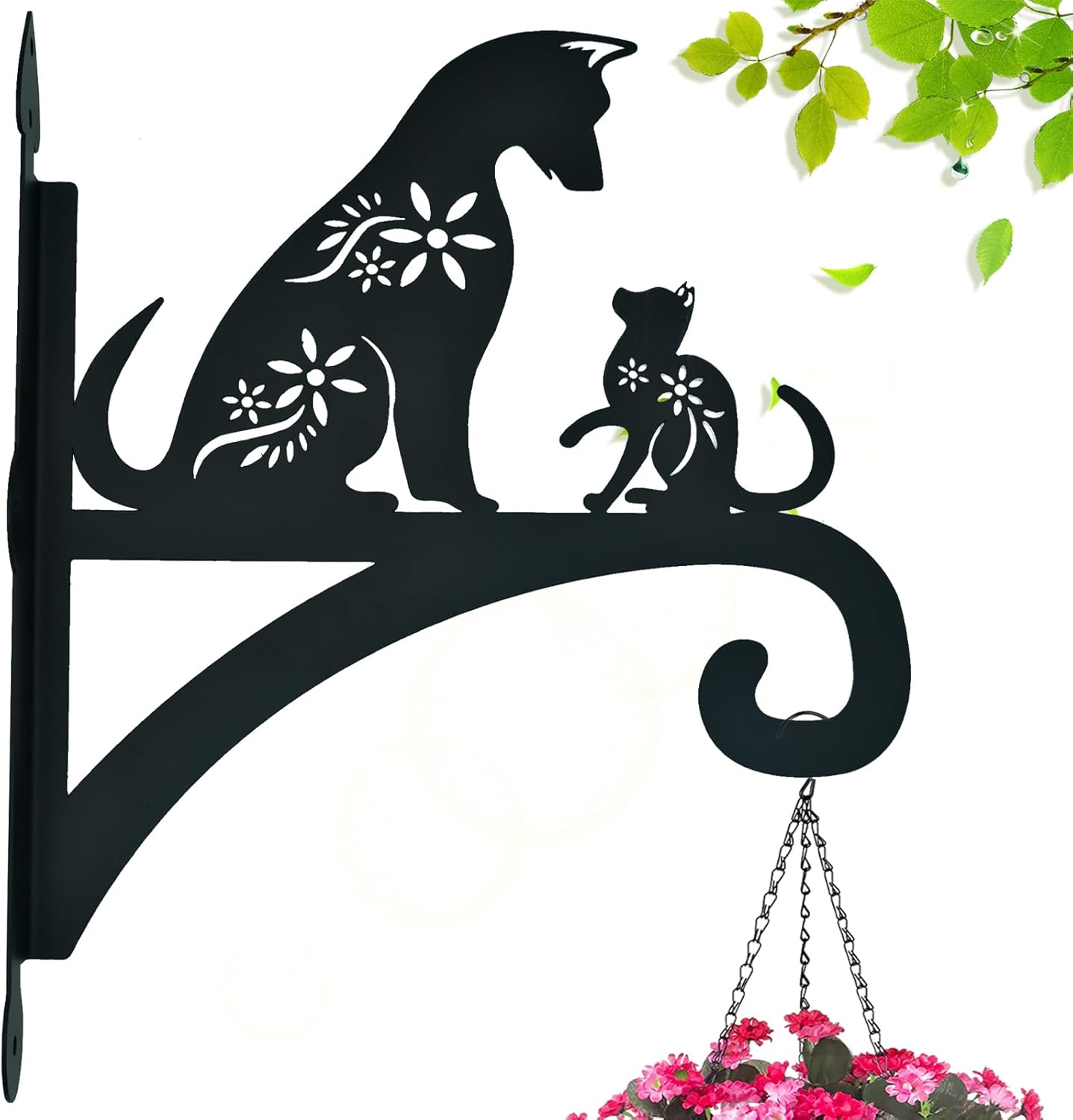 Perchas colgantes para plantas al aire libre, hierro resistente, diseño decorativo de gato y perro, soporte para plantas colgantes, gancho para