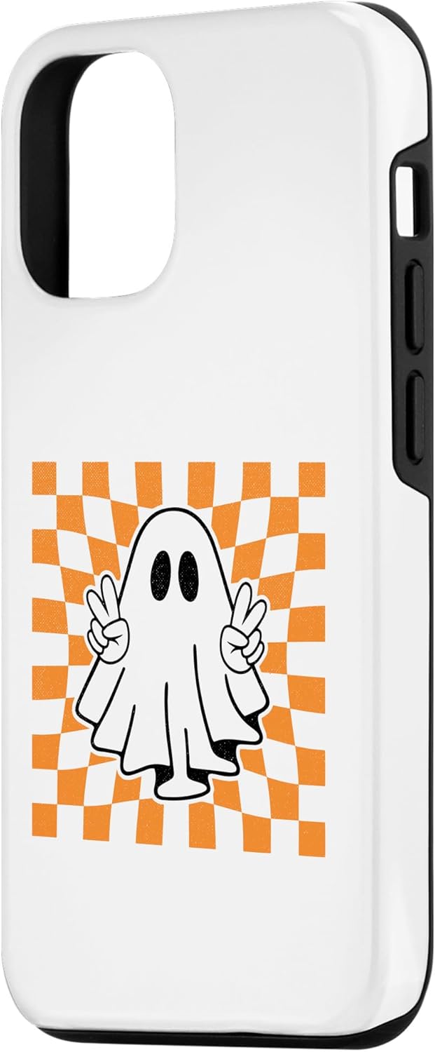 Funda divertida para disfraz de Halloween a cuadros de fantasma para iPhone 13 Pro