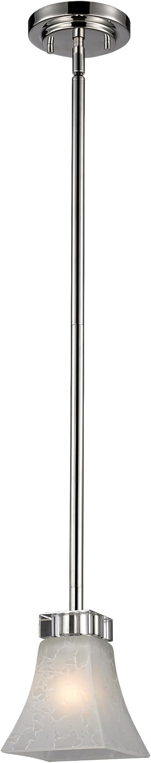 Z-Lite 319MP Pershing One luz Mini colgante, estructura de acero, acabado en níquel pulido y vidrio blanco Filigrana sombra de material