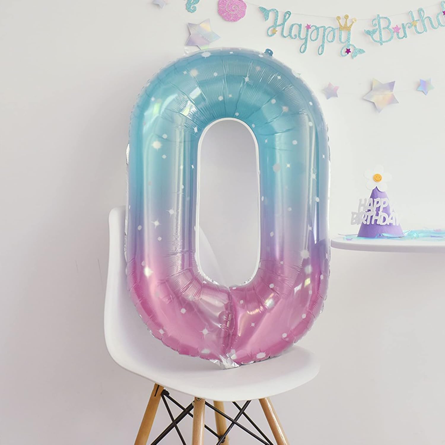 Globo grande de helio de 40 pulgadas de color rosa mezcla de números azules de Mylar para fiesta de cumpleaños, decoración de celebraciones,