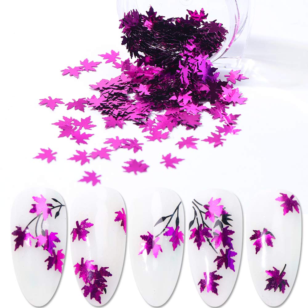 6 colores de otoño uñas arte calcomanías 3D hojas de arce lentejuelas otoño brillo uñas suministro hoja de arce diseño pegatinas de uñas acrílico