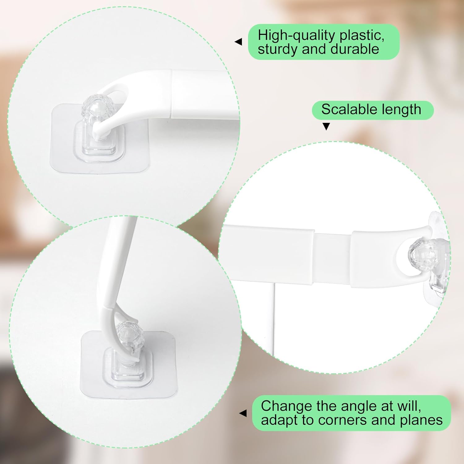 2 piezas de barra de almacenamiento de esquina blanca para ducha, remolques de viaje, cámper, accesorios para colgar en el interior, artículos de