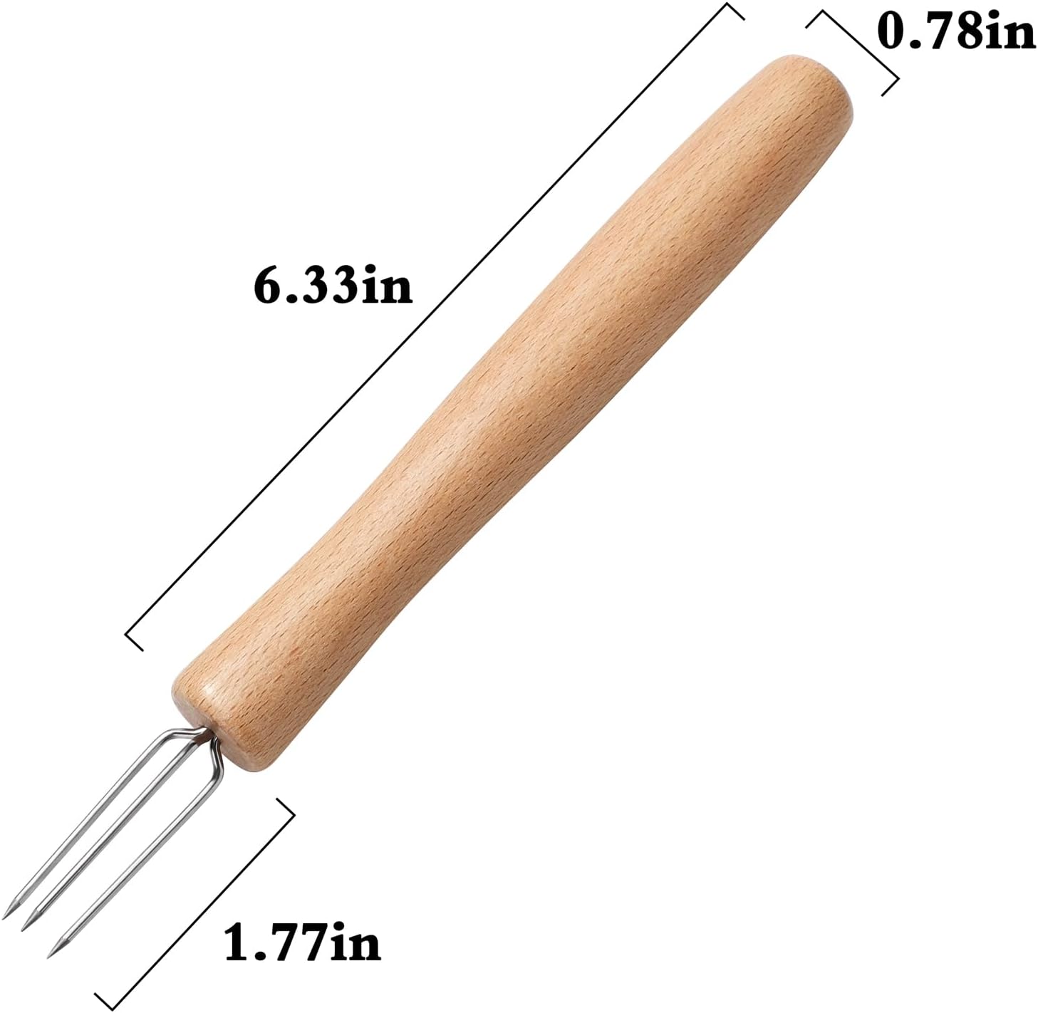 Juego de 6 soportes de maíz de acero inoxidable en la mazorca con mango de madera para maíz en la mazorca de mango largo, brochetas de mazorca,