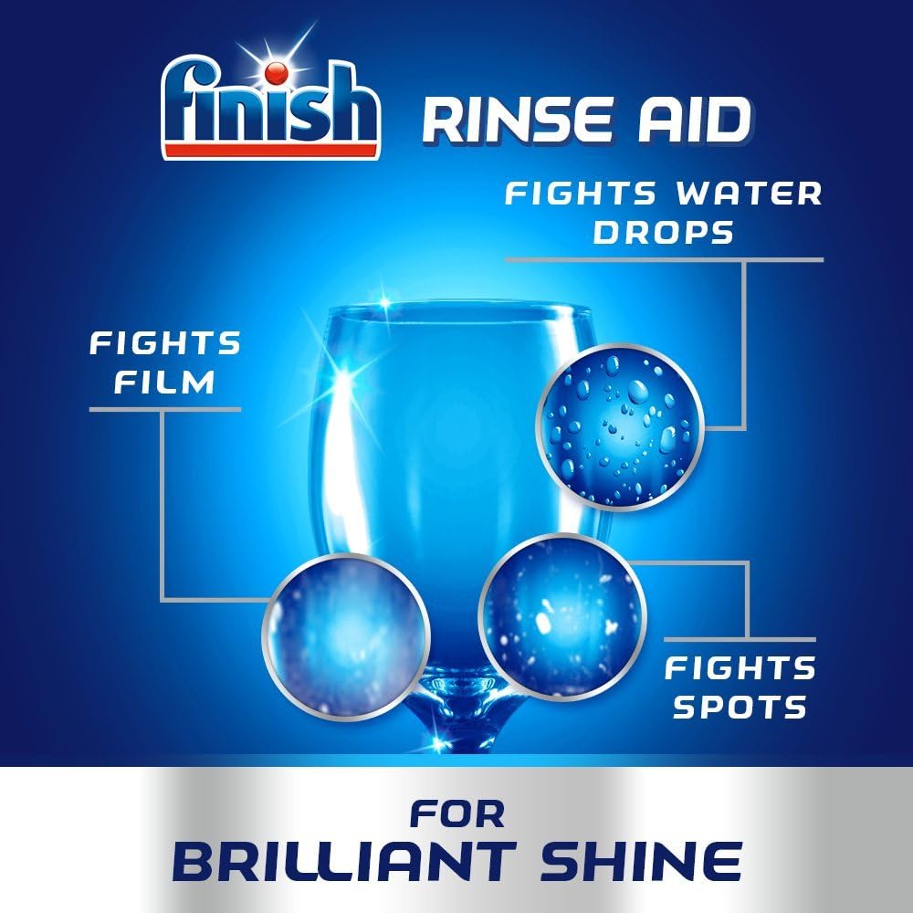 Finish Rinse Aid – Lavavajillas de secado 100% mejor, brillo de limón, 27.1 fl oz