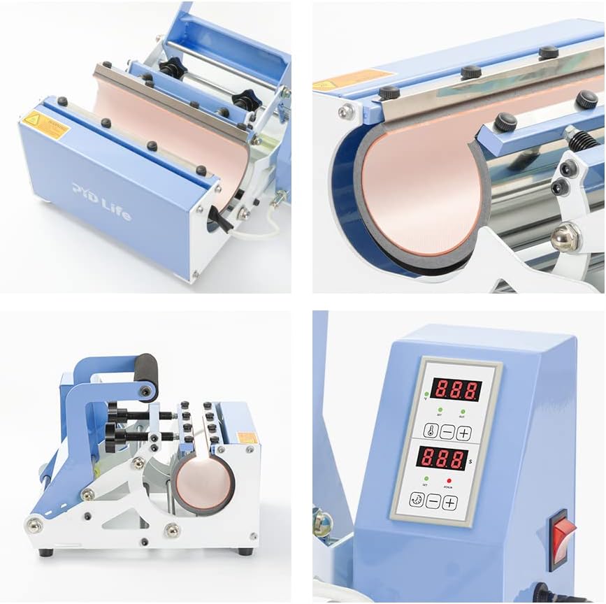 PYD Life Máquina de prensa térmica de vasos de 110 V, máquina de prensa de tazas azul claro para 30 onzas, 20 onzas, 16 onzas, 12 onzas, sublimación