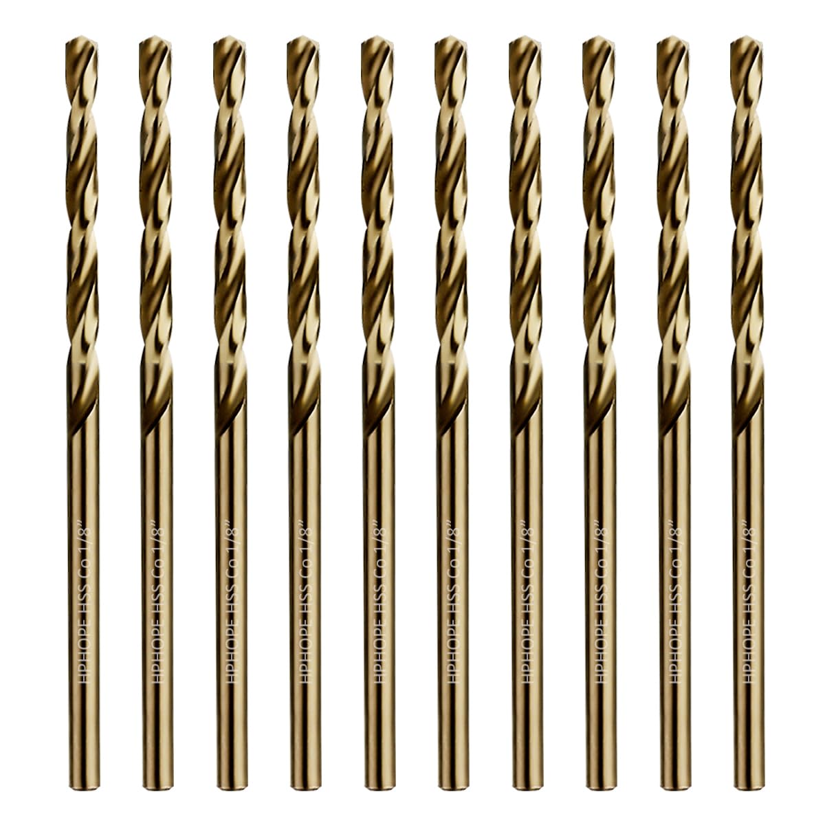 M35 HSS – Brocas de cobalto de 18 pulgadas, 10 piezas, juego de brocas helicoidales de metal Jobber de longitud y vástago recto, adecuadas para