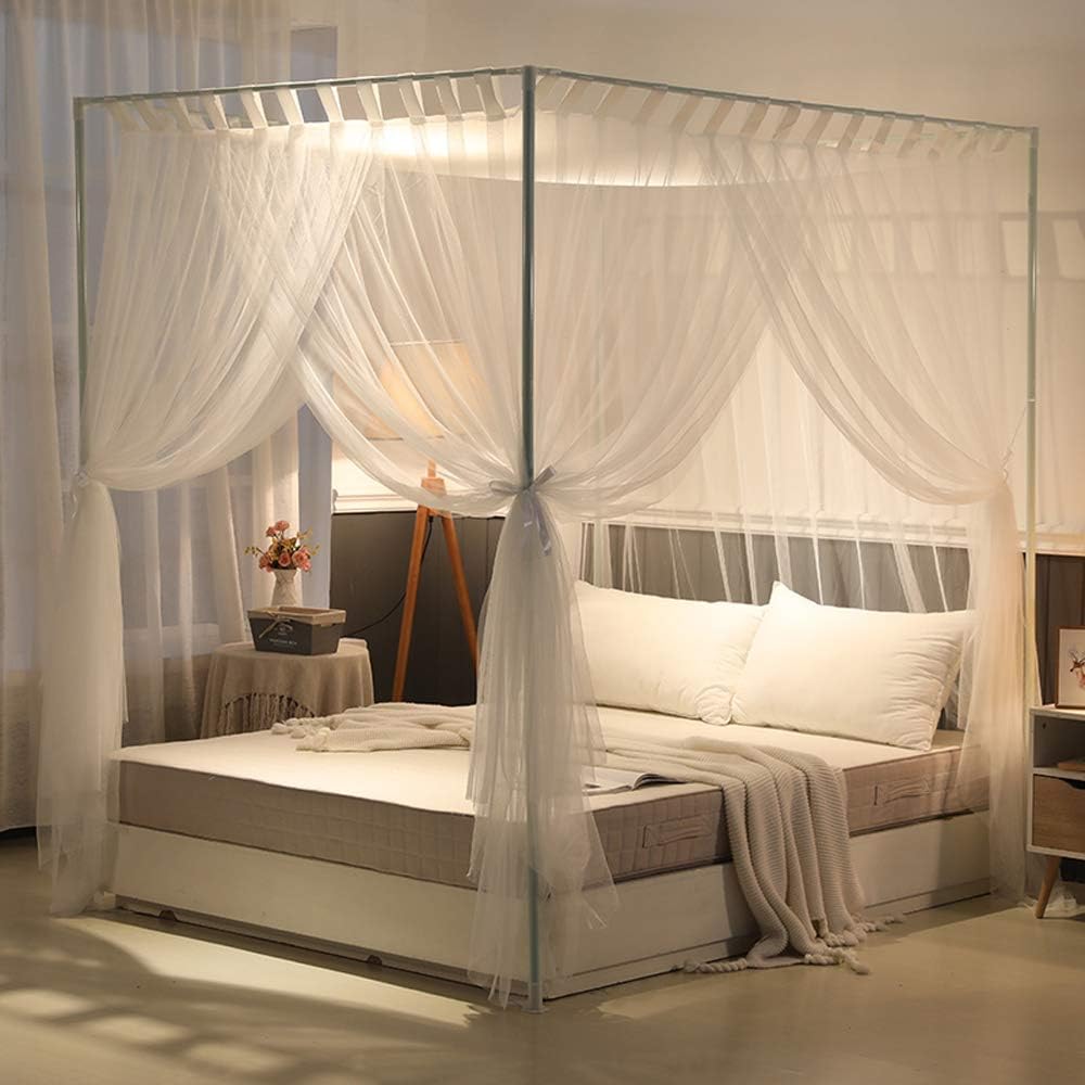 Mengersi – Dosel de cama con poste de 4 esquinas simple, Mosquitero de cama para niñas, niños y adultos