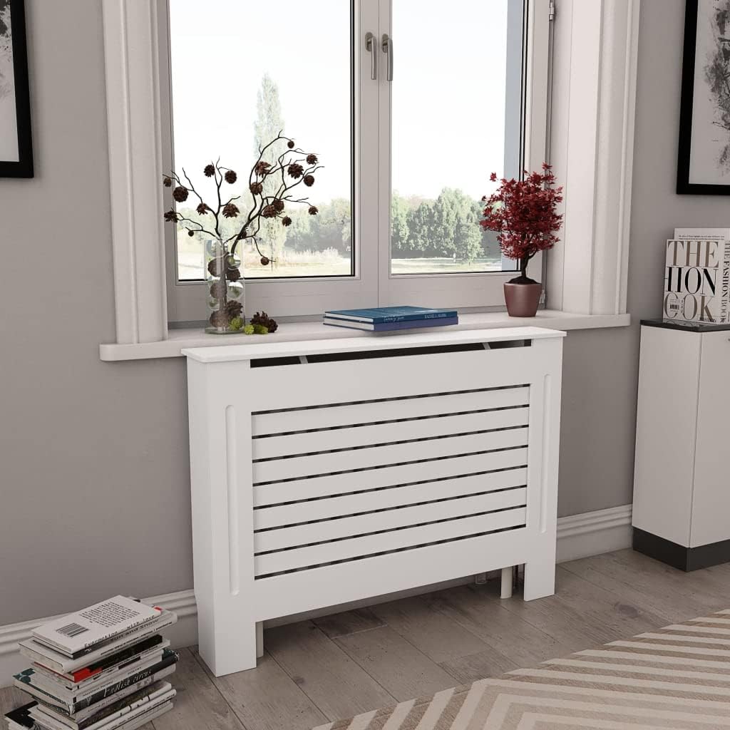 Cubierta de radiador de MDF con diseño horizontal, cubierta de calentador, estante de gabinete para electrodomésticos, accesorios de calefacción,