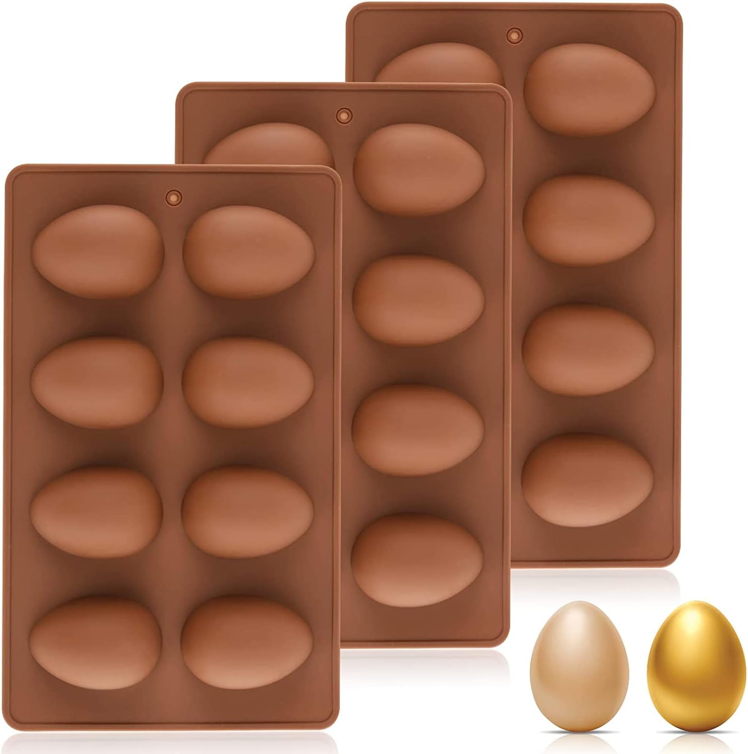 Molde de silicona para huevos de Pascua, moldes de chocolate de 8 cavidades, huevos de Pascua, moldes de silicona para mantequilla de maní,