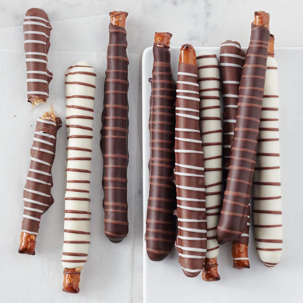 Mrs Prindables Pretzels bañados en chocolate y caramelo, 10 piezas