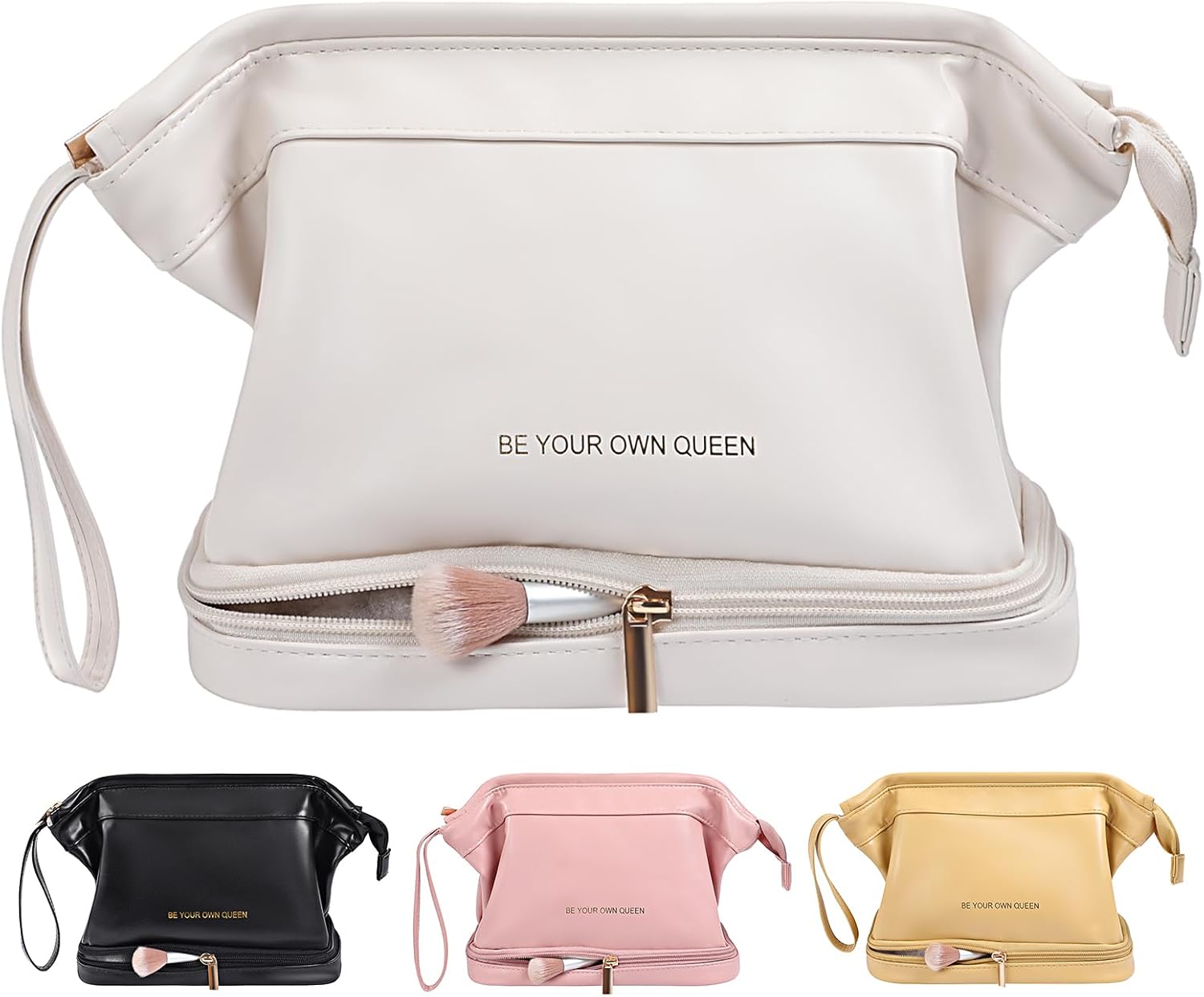 TOBEHIGHER Bolsa de maquillaje de viaje Bolsa de cosméticos Bolsa de maquillaje, Blanco, Bolsa de maquillaje