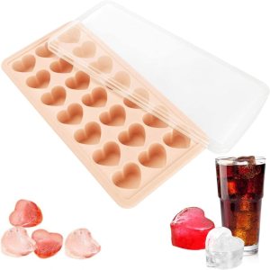 Bandejas para cubitos de hielo en forma de corazón con tapa, bandeja de silicona para cubitos de hielo con forma de corazón de 21 agujeros con tapa, Bandejas para cubitos de hielo en forma de corazón con tapa, bandeja de silicona para cubitos de hielo con forma de corazón de 21 agujeros con tapa,