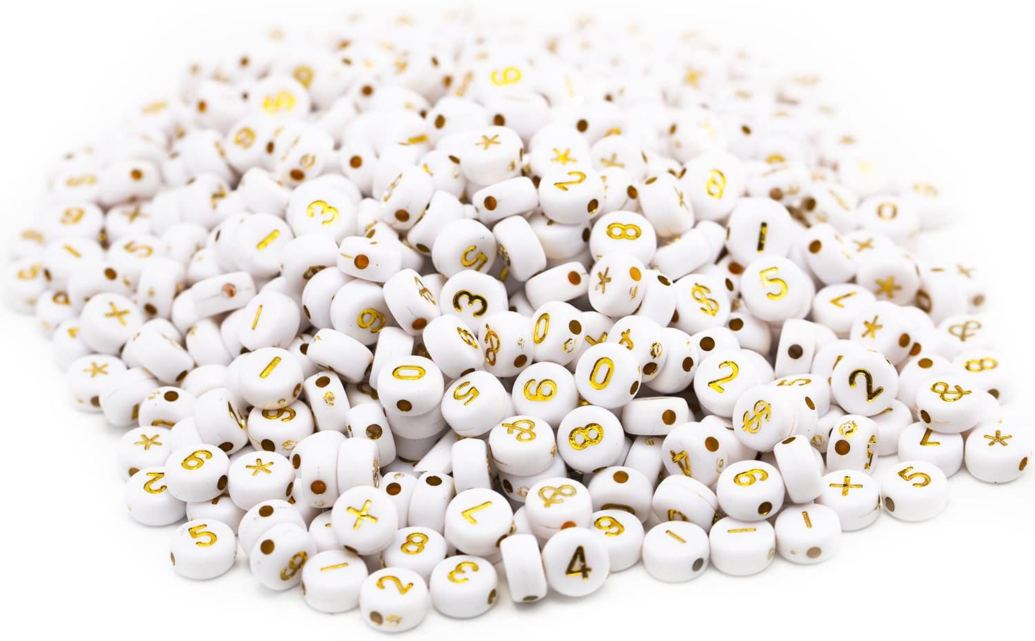 500 pulseras de cuentas de símbolo de números acrílicos para fabricación de joyas