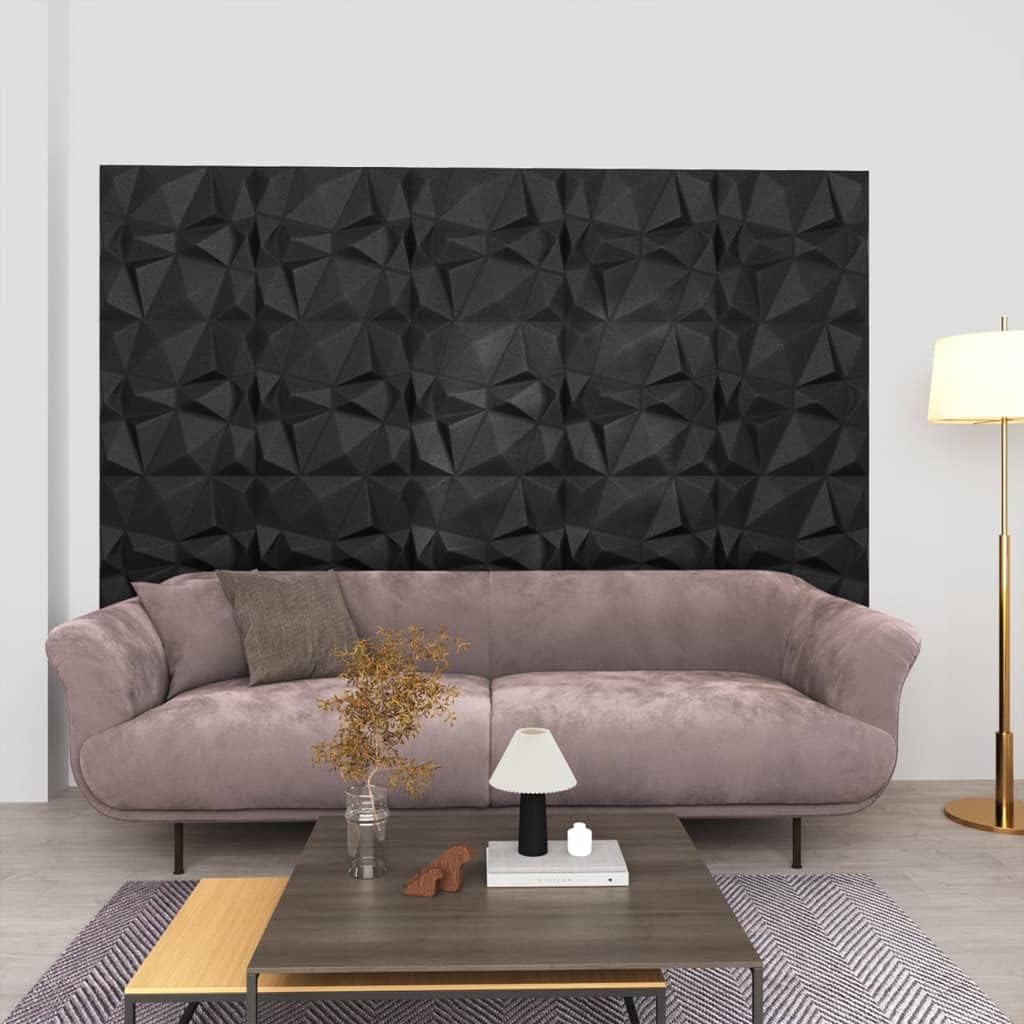 CHARMMA Paneles de pared 3D 24 piezas 19.7″x19.7″ Diamante Negro 64.6 ft-3503