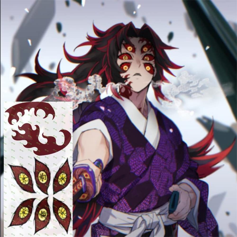 Weixu Calcomanías de anime Muichirou Kokushibou Tokitou Akaza Rui Cosplay tatuajes temporales calcomanías corporales accesorios de maquillaje (A)