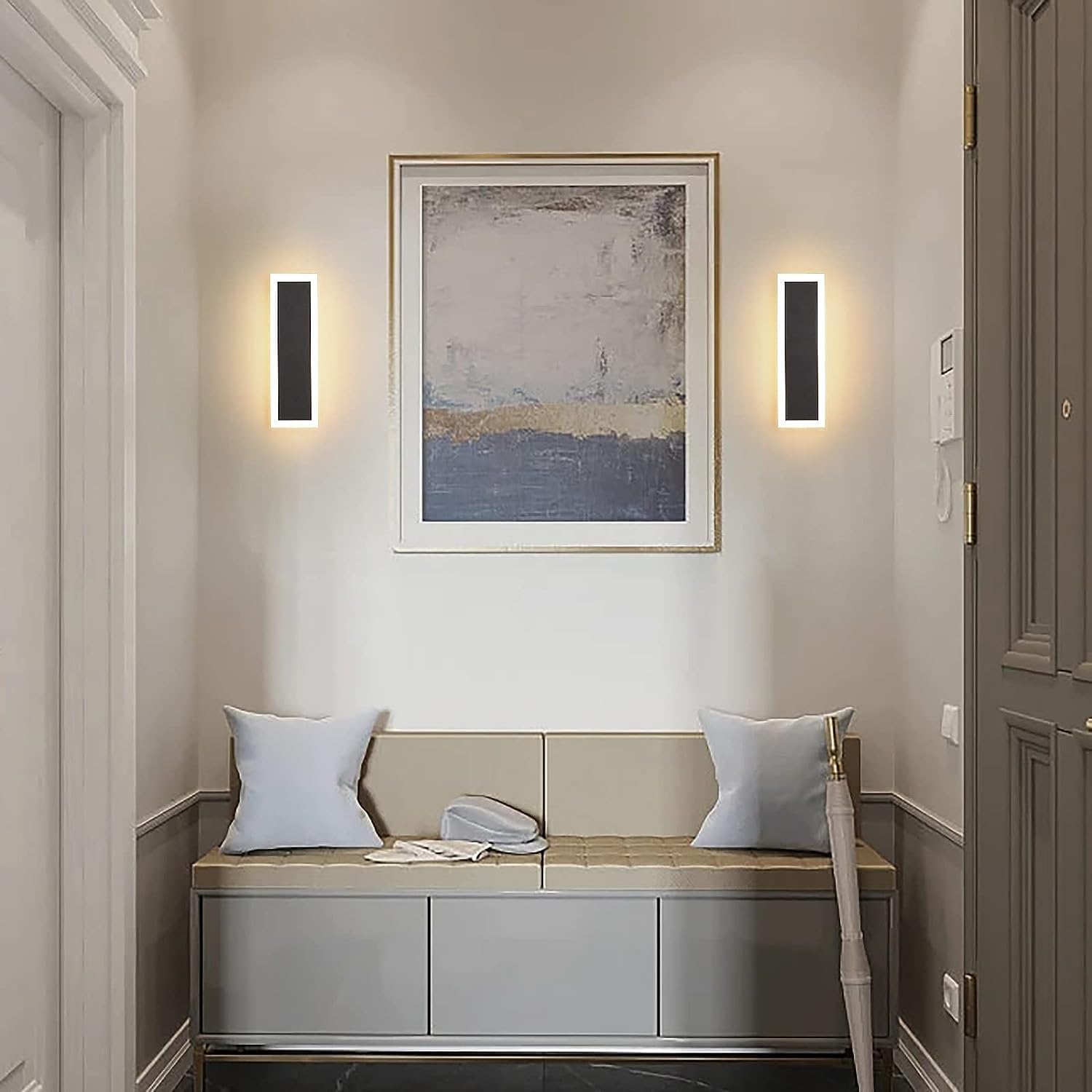 LamQee Lámpara de pared moderna para exteriores para casa, luces lineales de porche y patio, tira larga LED, lámpara de montaje en pared, lámpara