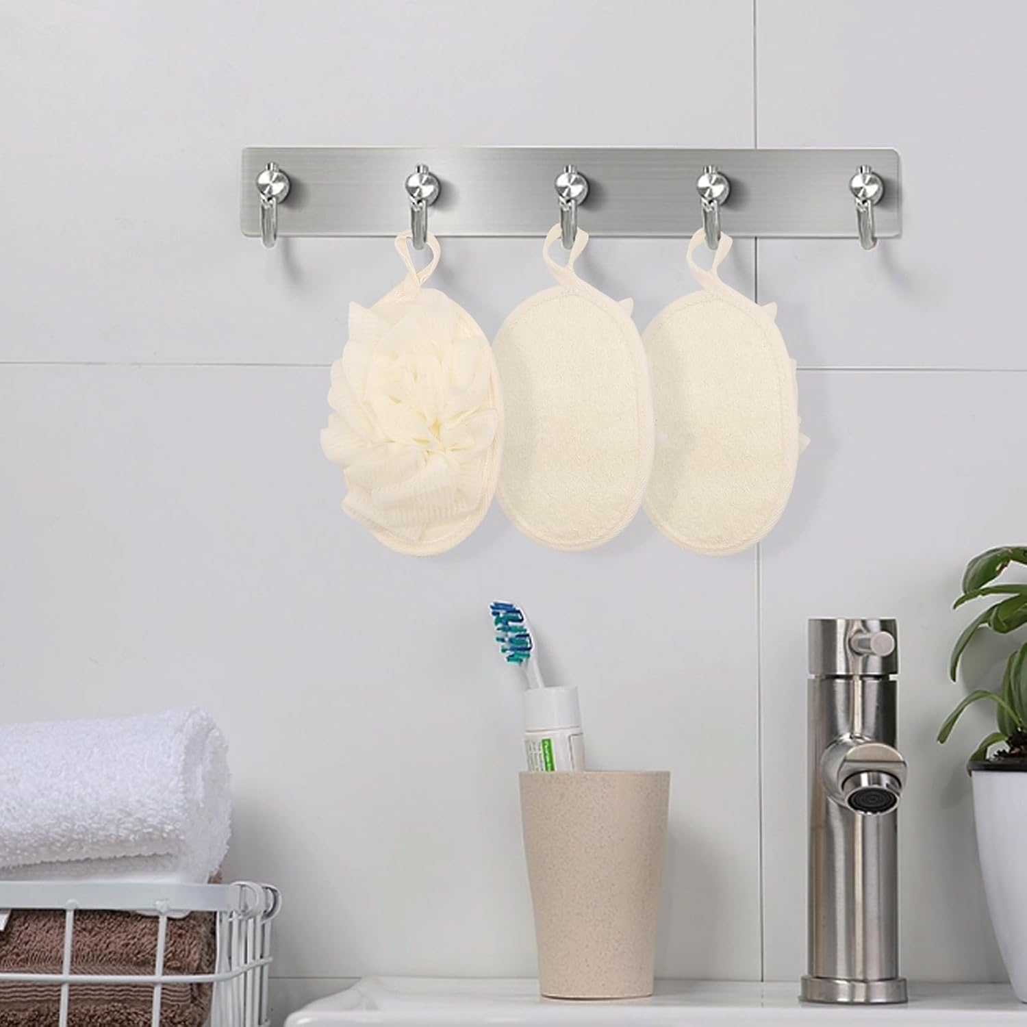 Esponja exfoliante corporal natural (paquete de 3), esponjas de baño ecológicas de doble cara, almohadillas de baño de 4 x 6 pulgadas, limpiador