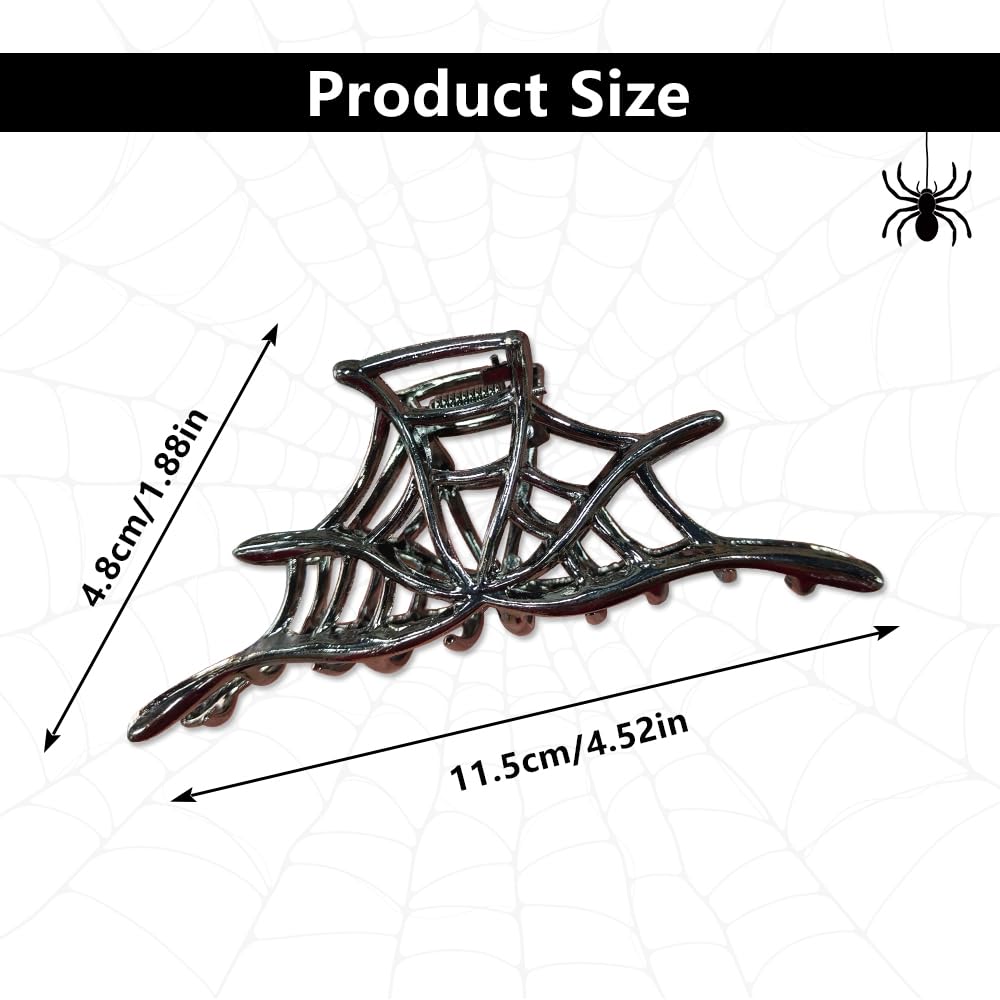 Pinzas para el cabello de metal francés grueso y fino para mujer, tela de araña negra, diseño exquisito, pinzas de metal grandes para el cabello,