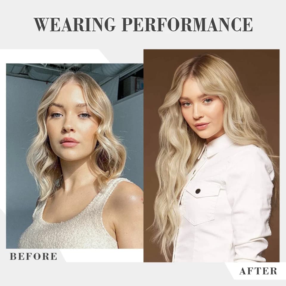 Extensiones de cabello con clip, largo, ondulado, grueso, invisible, pieza de cabello negro, fibra sintética suave de cabeza completa para mujeres,