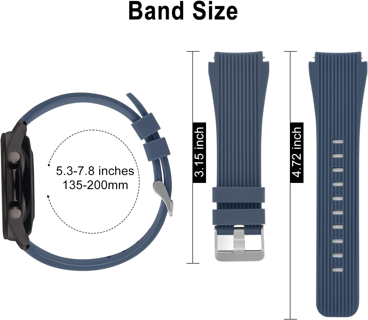 Compatible con Samsung Galaxy Watch 3 correas de 1.772 in, Galaxy Watch 1.811 in, correa deportiva de silicona de 0.866 pulgadas, correa de repuesto