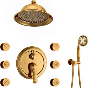 Sistema de ducha AYIVG – Sistema de chorros de cuerpo de ducha de techo, grifo de ducha antiguo, juego completo de ducha con equilibrio de 3 vías, Sistema de ducha AYIVG – Sistema de chorros de cuerpo de ducha de techo, grifo de ducha antiguo, juego completo de ducha con equilibrio de 3 vías,