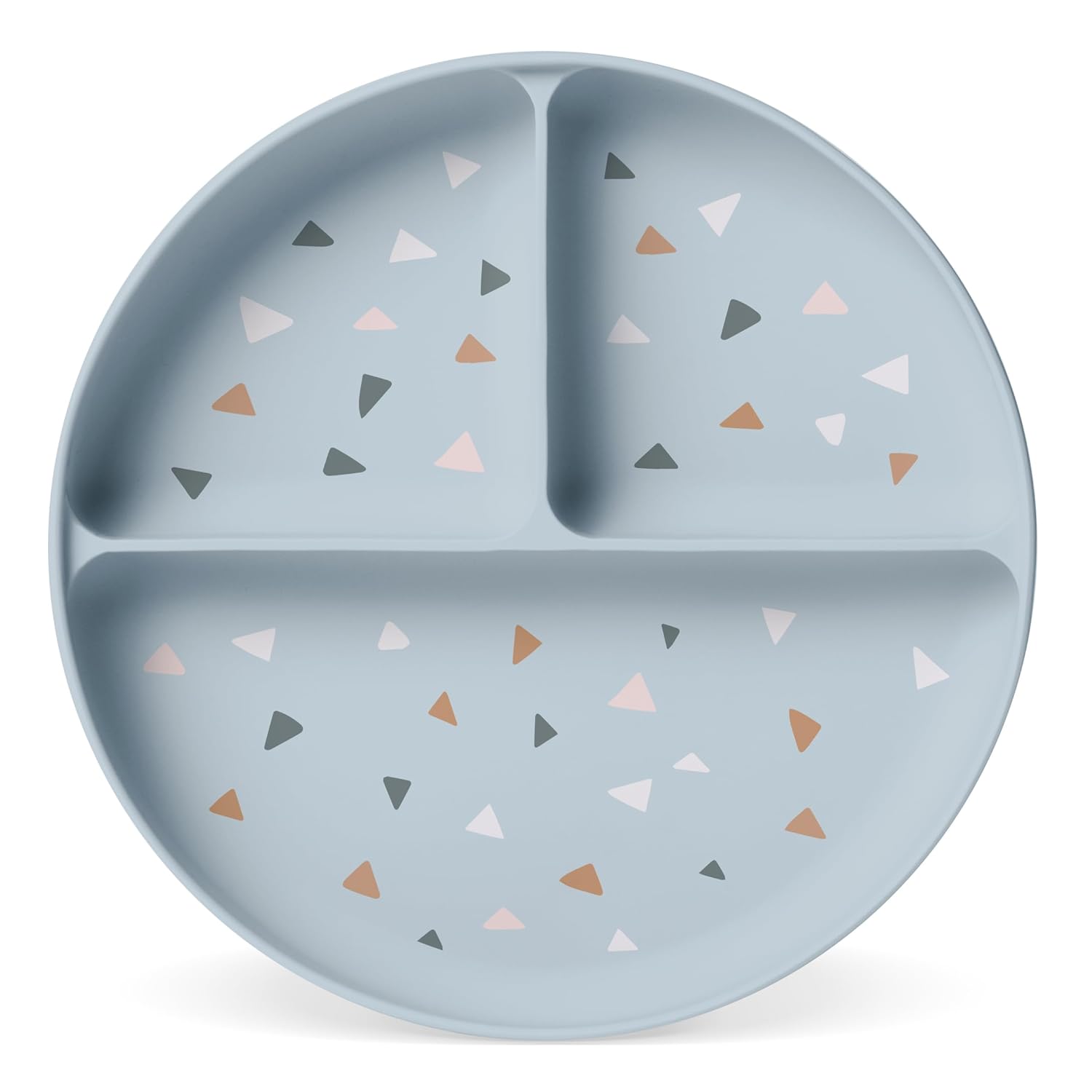 Simple Modern Plato de silicona para bebés y niños pequeños  Platos divididos y aptos para microondas para niños  Colección Parker  Triángulos grises