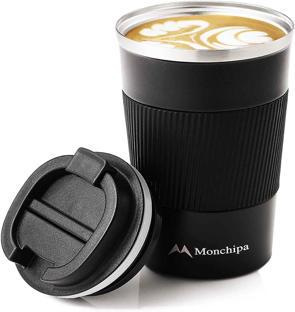 Taza de café de viaje, 12 onzas, tazas de café de acero inoxidable, termo de doble pared con tapa de rosca, a prueba de derrames, taza aislada