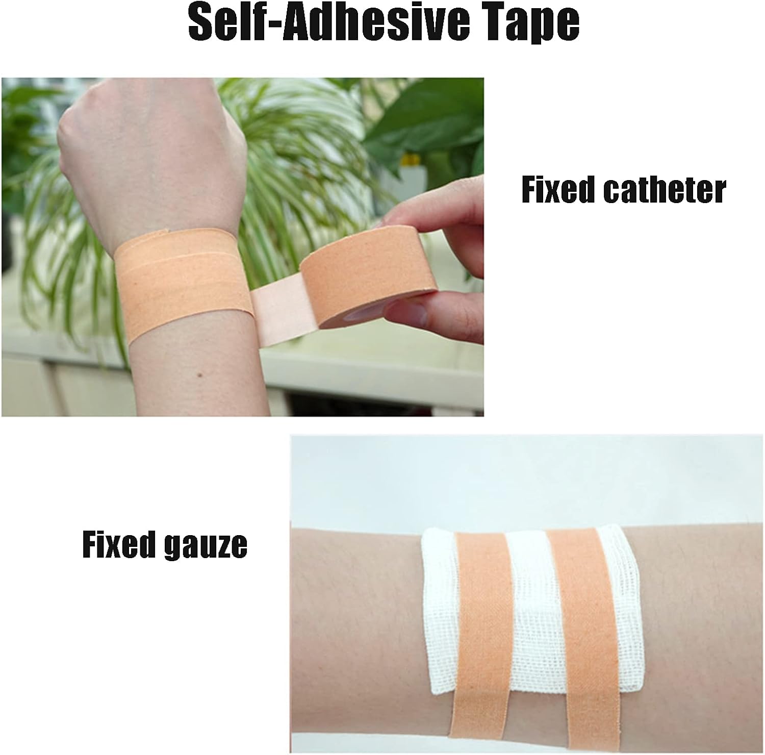Cinta autoadhesiva, vendaje adhesivo color piel transpirable cinta quirúrgica para el cuidado de heridas deportes (0.5 in x 16.4 ft)