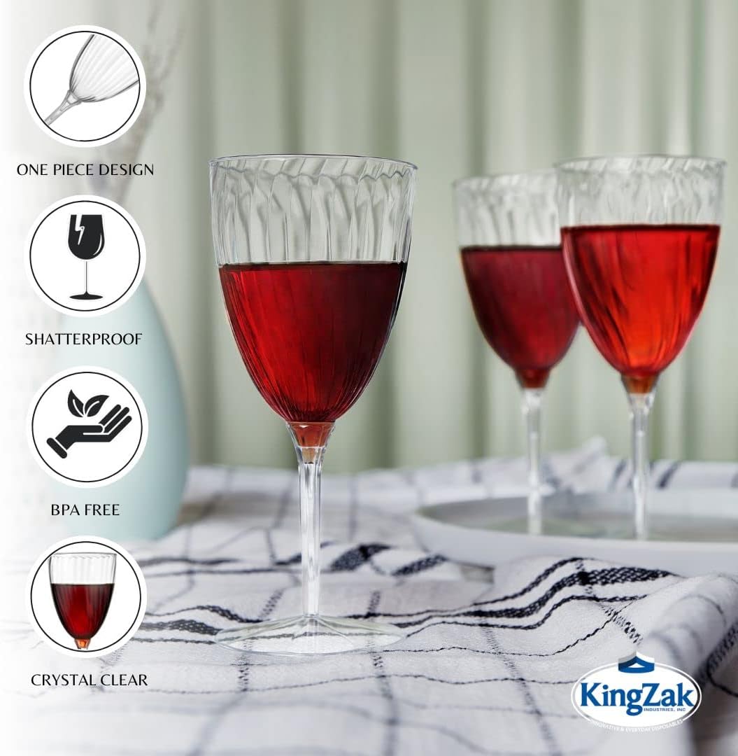 Copas de vino prémium de 8 onzas, plástico duro transparente, 1 pieza, paquete económico, 96 unidades