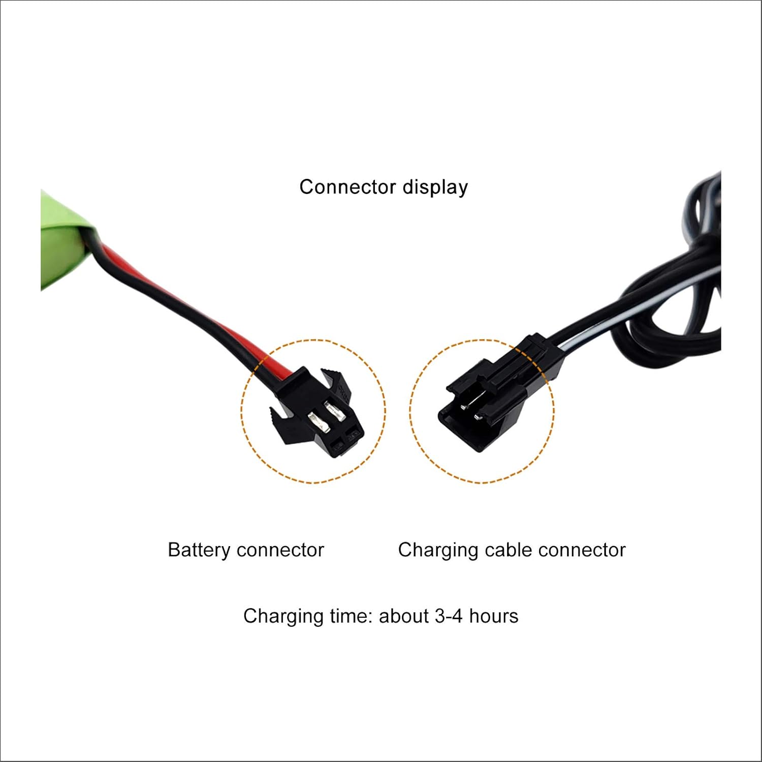 Qsmily Batería RC de 7.2 V, conector SM, batería recargable de Ni-Cd de 1000 mAh con cable de carga, adecuada para camión RC, camión de construcción