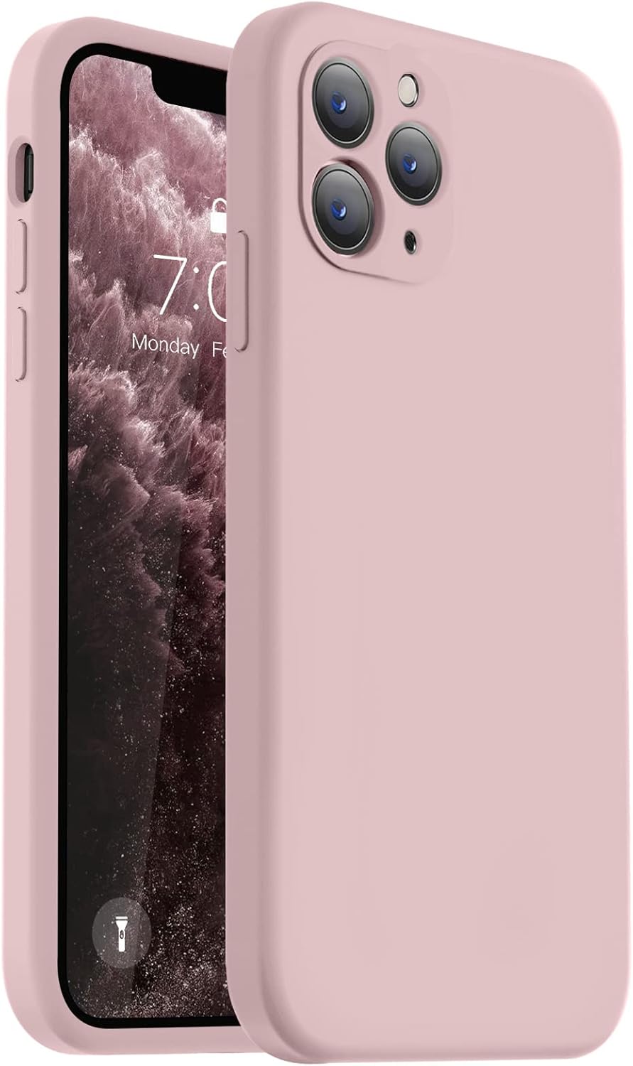 Vooii Funda compatible con iPhone 11 Pro, silicona líquida mejorada con bordes planos, protección de cámara, forro de microfibra suave antiarañazos,