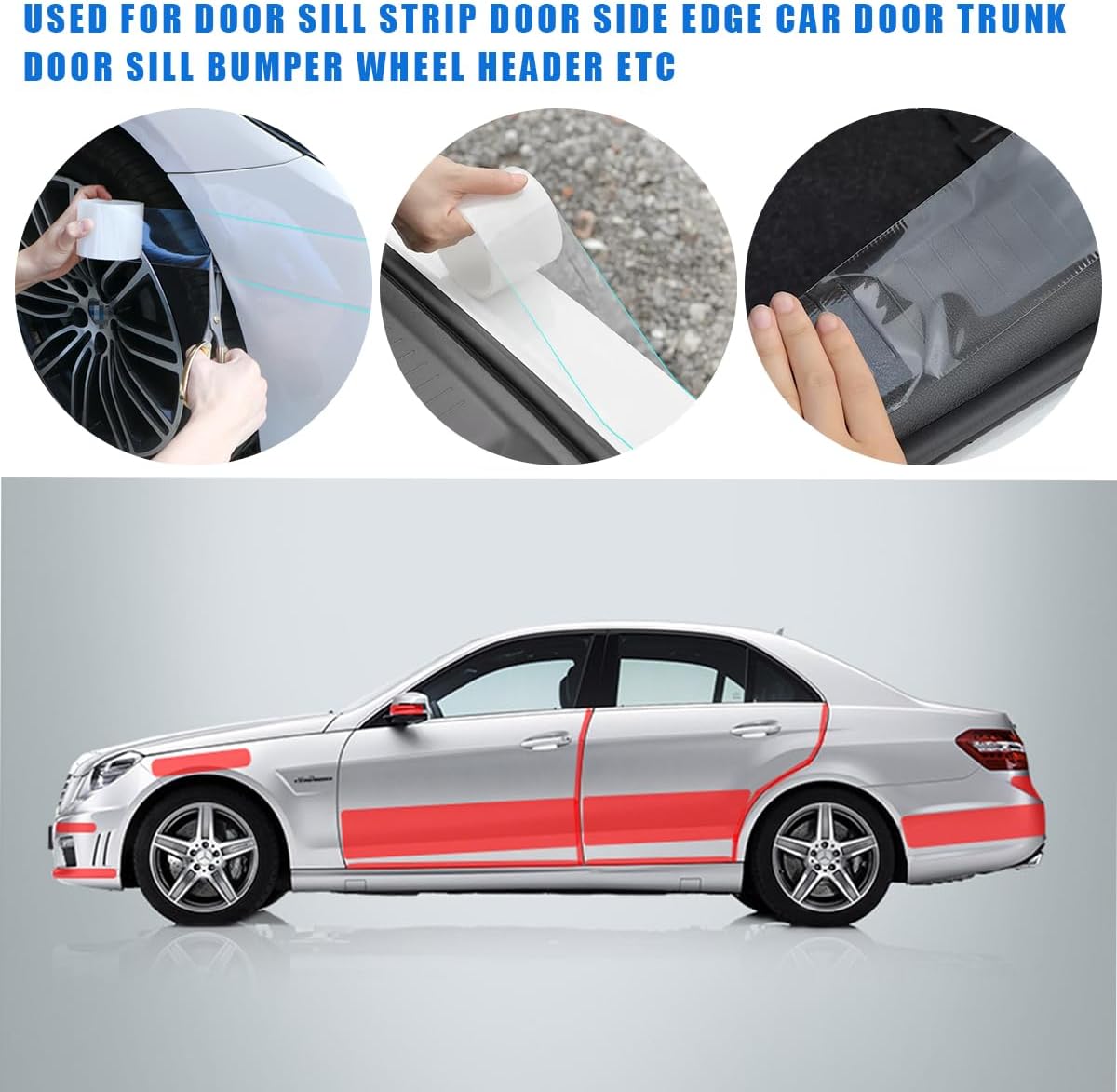 Ziciner Tira protectora para umbral de puerta de automóvil, protector de borde invisible transparente, película protectora de entrada de puerta