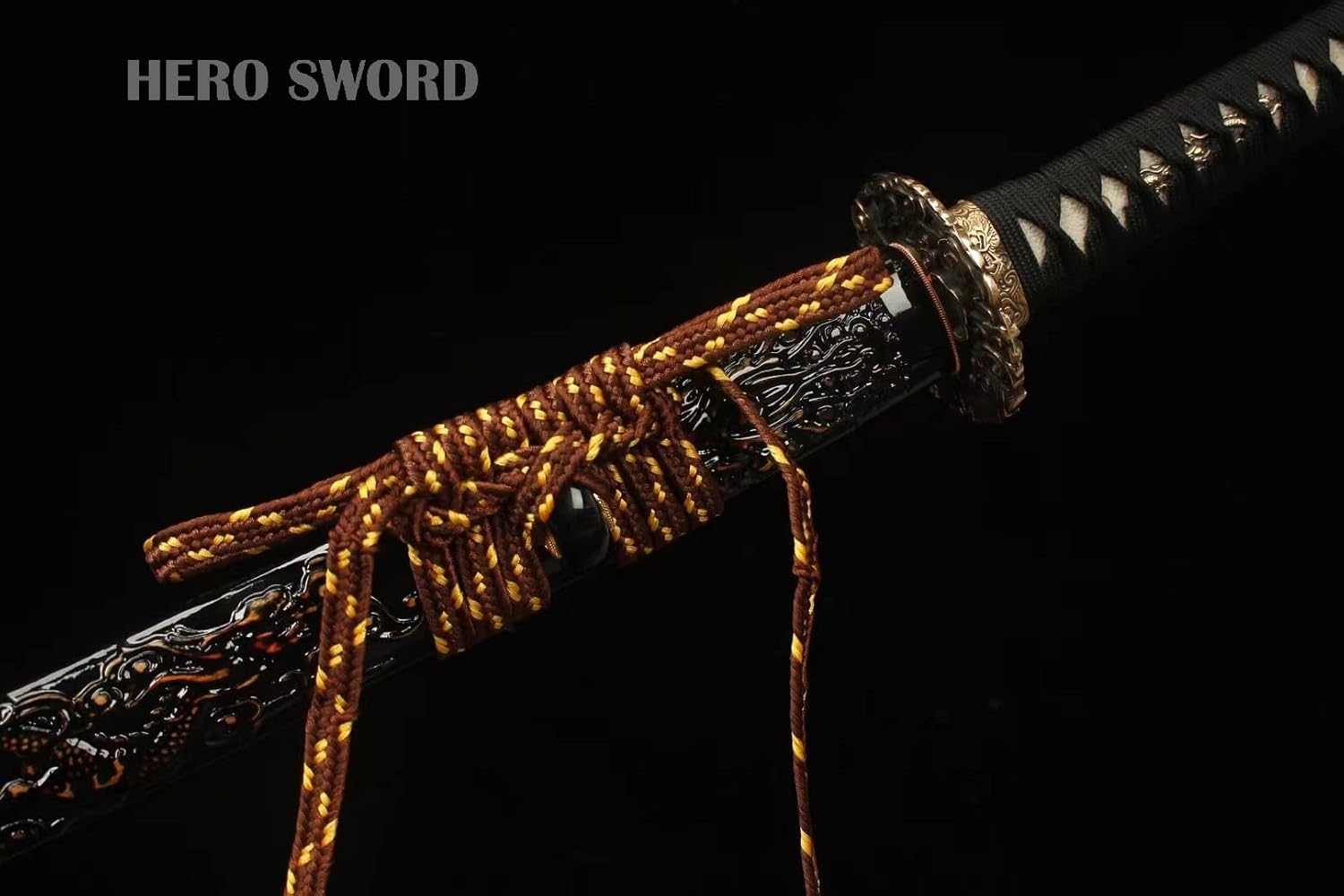 HERO SWORD Katana del Rey Dragón de acero de Damasco forjado a mano, espiga completa, espada samurái real afilada, auténtica arma japonesa,