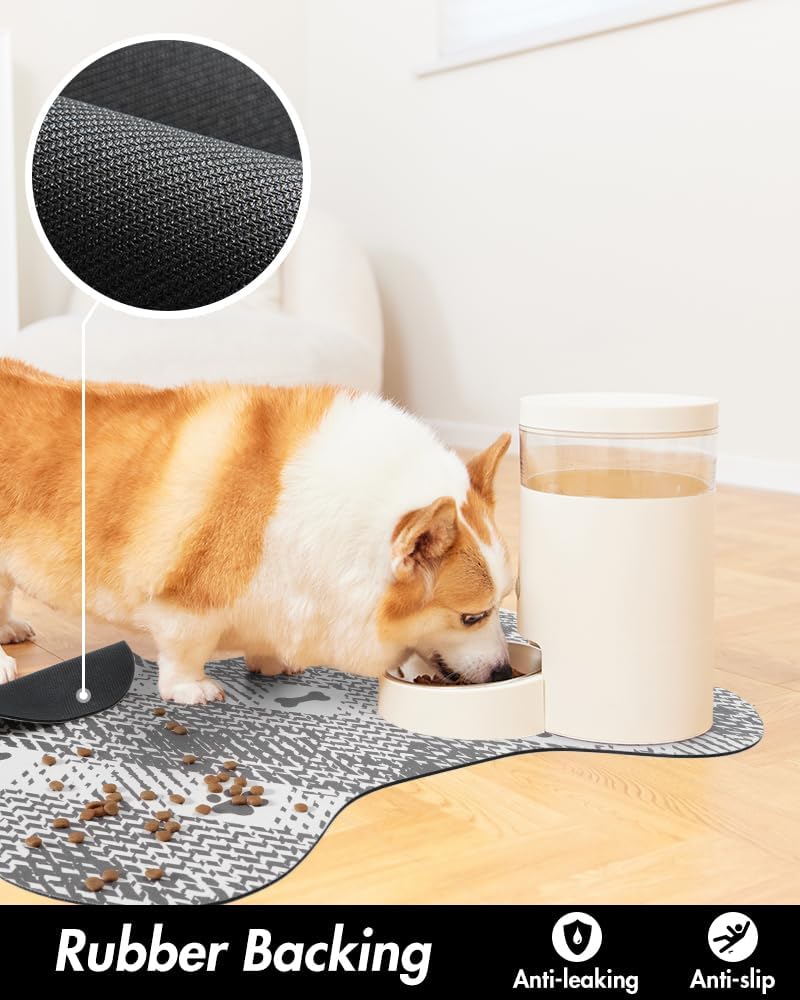 Tapete de comida para perros – Tapete absorbente de comida para mascotas – Tapete para cuenco para perros con forma de hueso, tapete de alimentación
